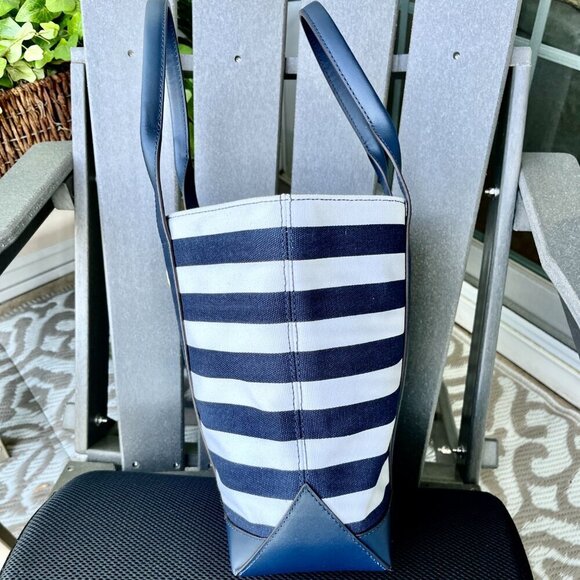 Michael Kors Fulton Striped Canvas Navy & White  Glamorous  Tote NWOT - Picture 6 of 12